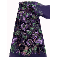 Vente chaude 2026, prix compétitif, velours à paillettes violet foncé, prix de gros, perles de velours à paillettes pour robe de mariée