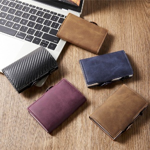 TC103 Cartera de Cuero y Aluminio Delgada con Logotipo Personalizado, Estuche para Tarjetas con Sistema Pop-up, Protección RFID, para Tarjetas de Crédito y de Visita, de Lujo - Product Image 6