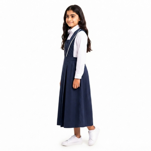 Uniforme Escolar Personalizado para Niñas, Vestido Pinafore de Algodón y Elastano Azul Marino, Camisa Blanca de Manga Larga, Estilo Clásico - Product Image 5