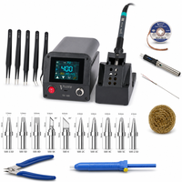 Kit Stasiun Solder Profesional 180W Termasuk 10 Tip, 5 Pinset, Sumbu Desolder, Inti Pemanas, dan Sensor, Set Peralatan Lengkap