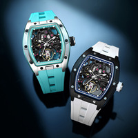 Marque de luxe MEGIR 198G-2 DESIGN Nouveau Top Hommes Montres Automatiques Alien Dos Creux Mouvement Transparent Montre-Bracelet Verre Saphir