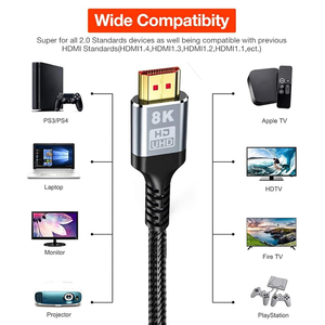 Siêu Tốc Độ Cao Cho Cáp HDMI Chứng Nhận 8K 10K 4K120hz 8k60hz Bện Dây Kết Hợp Che Chắn Nylon PVC Áo Khoác Cho Màn hình - Product Image 3