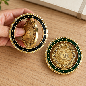 Monedas de Desafío Personalizadas con Diseños Concéntricos de Rayos de Sol, Regalos Corporativos de Reconocimiento y Aniversario, Tono Dorado, OEM ODM - Product Image 1
