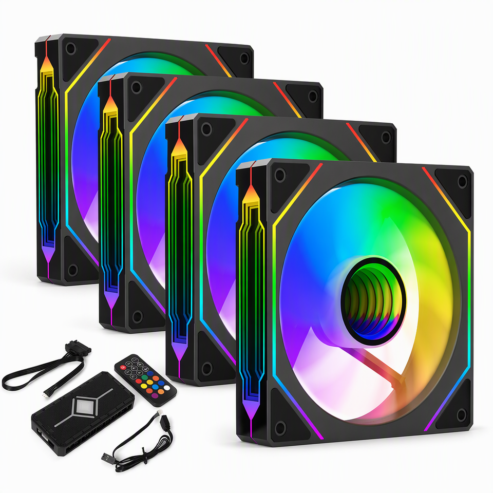 AntarcChill 120mm ARGB PWM 4 Pack PC Case Cooling Fan 5V 3Pin ...
