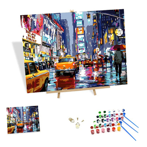 <span class=keywords><strong>Peinture</strong></span> par numéros personnalisée paysage <span class=keywords><strong>New</strong></span> <span class=keywords><strong>York</strong></span> jour de pluie rue mur Art <span class=keywords><strong>peinture</strong></span> à l'huile par numéros en gros - Product Image 1