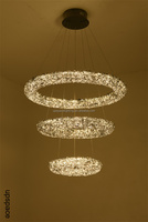 Lustre en cristal XCP4001 en acier inoxydable LED 220V AC, lumière blanc chaud, haute luminosité CRI95, moderne, simple, luxueux, moyen de gamme
