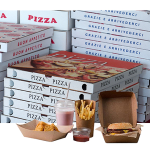 Wholesale custom inch white carton to go fast food fish chips burger french fries chicken wing scatole pizza slice paper box