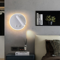 Lampe murale LED moderne en aluminium noir pour hôtel, lecture, USB/Type-C, température de couleur réglable pour chambre à coucher, salon, chevet