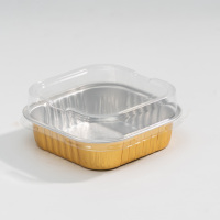 Barquette alimentaire jetable en aluminium avec couvercle, plateau carré en PET de qualité alimentaire pour la restauration