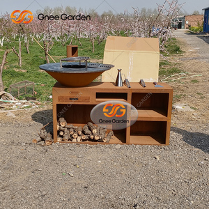 Barbecue <span class=keywords><strong>de</strong></span> camping en acier Corten, grande brasero-grill d'extérieur en acier Corten - Product Image 4