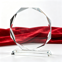 Plaque de récompense en cristal octogonal transparent avec gravure de logo personnalisée, design tendance, trophée pour événements sportifs, événements annuels d'entreprise, coffret cadeau