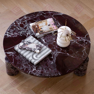 Nordic Modern Luxury <strong>Marble</strong> Round Coffee <strong>Table</strong> with Solid Legs for Home Apartment Office <strong>Bar</strong> Perfect Living Room Furniture - Product Image 2