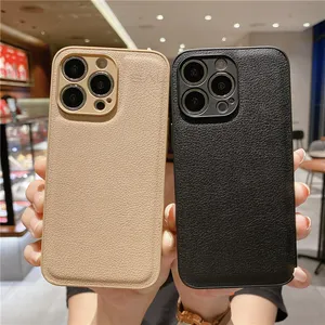 Funda de cuero a prueba de golpes para iPhone 15 14 13 12 11 Pro Max XR X XS 7 8 Plus 13 Mini funda protectora de cámara completa suave