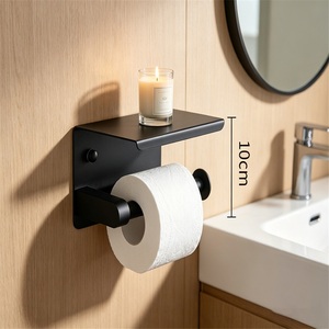 Support mural moderne en alliage de zinc pour rouleau de papier toilette, auto-adhésif, sans perforation, multi-styles, pour la maison - Product Image 5