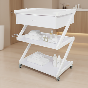 High Quality Modern Wood Salon Furniture <strong>Trolley</strong> with Drawer <strong>White</strong> Color Universal Wheels for Home Office TS-4113A - Product Image 4