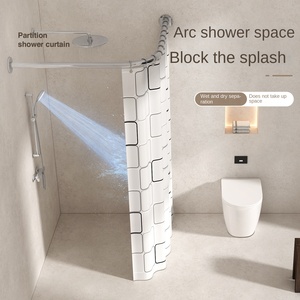 <span class=keywords><strong>Rideau</strong></span> <span class=keywords><strong>de</strong></span> <span class=keywords><strong>douche</strong></span> transfrontalier pour le commerce extérieur, sans perçage, courbé, pour salle <span class=keywords><strong>de</strong></span> bain, en tissu polyester imperméable - Product Image 2