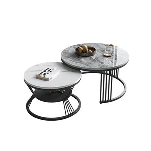 Simple White Metal Stone Gold Luxury Nordic Round Modern Marble Top Coffee <strong>Tables</strong> <strong>Nesting</strong> Center <strong>Table</strong> for Living Room Set Home - Product Image 5