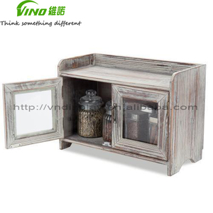 Type debout rustique de double niveau supports de stockage en bois des unités d'étagères pour l'affichage de boisson de cuisine - Product Image 5