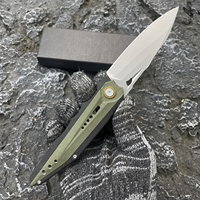 Couteau pliant tactique robuste en acier D2 avec manche G10 noir Stonewash pour le camping en plein air, la survie et l'EDC