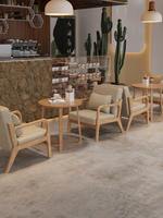 Ensemble table et chaises de café personnalisable en bois massif, style minimaliste moderne, pour 4 personnes, idéal pour bars, maisons d'hôtes, librairies, salons de thé, cafés