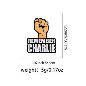 Al por mayor: Pin de solapa metálico de dibujos animados con la cita en inglés "Remember Charlie", insignia creativa para ropa, accesorio de solapa. - Product Image 6