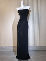 Robe de soirée élégante en tube ornée de strass pour femmes
