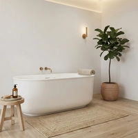 Baignoire autoportante CEMSINK FW-3303 – Design contemporain durable, écologique, en acrylique et fibre de verre, forme ovale, pour une immersion relaxante