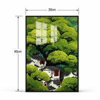 Art mural moderne en porcelaine cristalline 30x40cm, peinture de paysage brillante HD avec cadre en aluminium noir pour la décoration de la maison et du salon