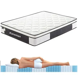 12 inch wholesale popular roll up pocket spring mattress bed in a box with memory foam natural latex Full Queen King size