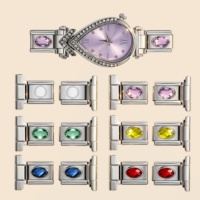 Connecteur de bracelet de montre en acier inoxydable ovale avec zircone colorée, 9 mm, style italien, pour la fabrication de bijoux DIY