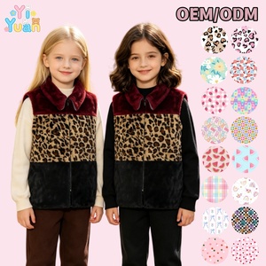 <strong>Girls</strong> Color Block Faux Fur Vest Leopard Print Sleeveless Zip up Collared <strong>Gilet</strong> Winter Warm Patchwork Waistcoat Custom OEM - Product Image 1
