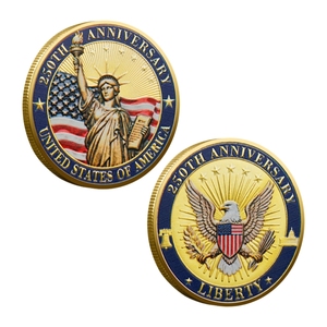 Moneda Conmemorativa del 250 Aniversario de EE. UU., Diseño en Metal Plateado con la Casa Blanca y el Campanario de la Libertad, Regalo Coleccionable 3D en Oro/Plata - Product Image 1