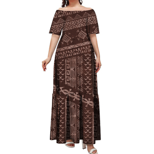 Vestido Plisado de Manga Corta con Hombros Descubiertos, Diseño con Estampado Samoano Malu, Talla Grande 7XL, Estilo Casual de Negocios, Envío Directo con MOQ de 1 Pieza - Product Image 4