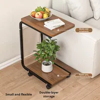 Table basse de luxe mobile avec meuble de rangement latéral en métal et table d'angle à double niveau pour salon avec roulettes, idéale pour le café