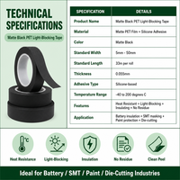 Ruban de masquage en polyester haute température, adhésif acrylique simple face, bonne opacité pour la protection des surfaces électroniques, personnalisable