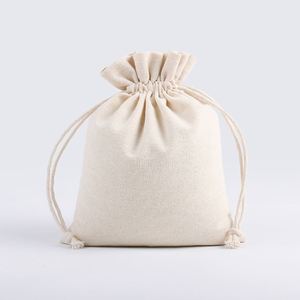 Pochette en coton naturel écologique avec cordon de serrage, emballage pour riz, sac à bijoux imprimé avec logo - Product Image 1