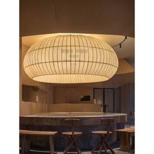 Lustre rond en soie de style japonais, diamètre 100 cm, 120 cm, 150 cm, ampoule E27 à économie d'énergie, éclairage pour hall d'entrée - Product Image 5