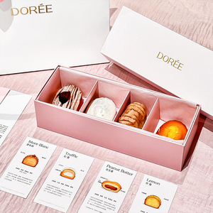 Boîte cadeau <span class=keywords><strong>de</strong></span> luxe personnalisée avec logo, style tiroir, pour pâtisserie, rose, avec séparateur pour donuts, macarons, biscuits, OEM - Product Image 2