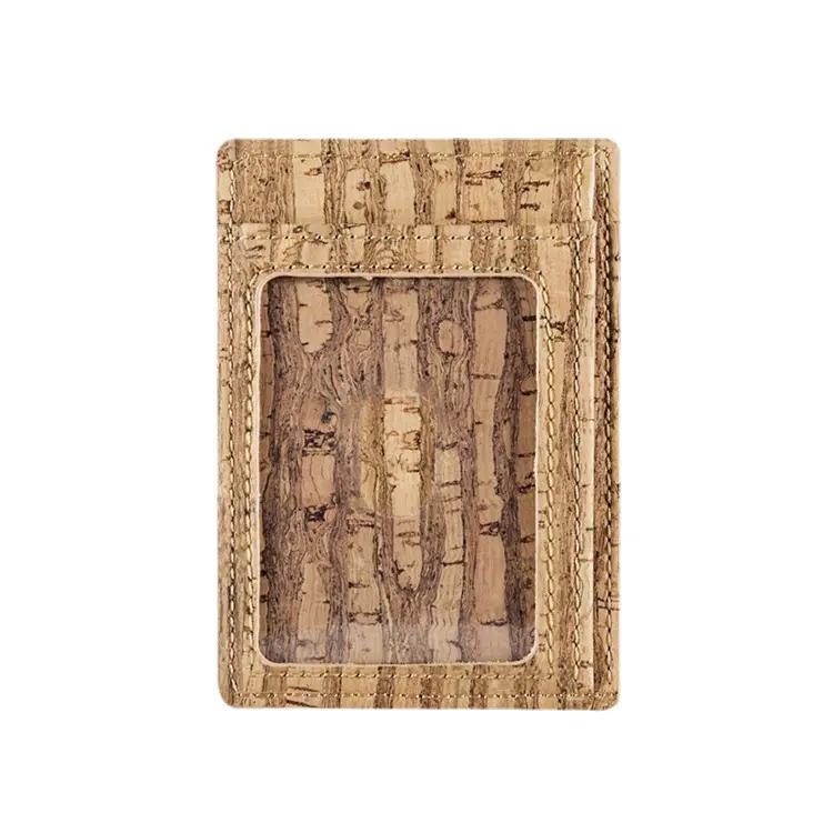 Boshiho porta carte di credito leggero in legno di sughero naturale personalizzato porta carte di credito in sughero ecologico per uomo