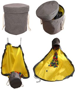Boîte de rangement portable pour jouets, grand tapis de jeu et panier de rangement de jouets, boîte de rangement de jouets de bébé, à l'intérieur et en extérieur - Product Image 6