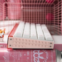 XVX Wholesale Glaze Ceramic Keycaps 120 Keys Pink Heart Crush Keycaps Cherry Profile for Mechanical Keyboards for Gift