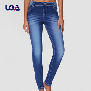 Leggings de yoga pour femmes, <span class=keywords><strong>taille</strong></span> <span class=keywords><strong>haute</strong></span>, extensible, imprimé denim, coupe slim, skinny, bleu - Product Image 1