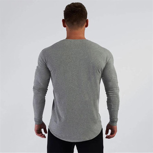 <span class=keywords><strong>Camiseta</strong></span> deportiva de entrenamiento físico de <span class=keywords><strong>manga</strong></span> <span class=keywords><strong>larga</strong></span> para <span class=keywords><strong>hombre</strong></span>, <span class=keywords><strong>camiseta</strong></span> transpirable con patrón sólido, cuello redondo, <span class=keywords><strong>ajustada</strong></span> fina para correr - Product Image 5