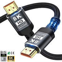 Câble HDMI 2.1 ultra haute vitesse 48 Gbit/s 8K pour moniteur d'ordinateur, projecteur 4K 120Hz 3D, en nylon, 1m 2m, multimédia, cuivre nu, lecteur DVD HD, en stock