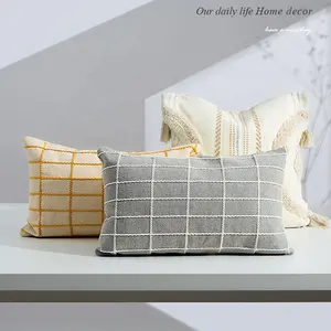 Hot selling throw cushion cover 45x45cm & 30x50cm yellow gray beige home decor boho pillow cover
