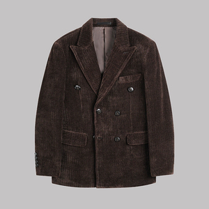 Completo da <span class=keywords><strong>Uomo</strong></span> in Corduroy Autunno/Inverno, Alta Qualità, Slim Fit, Casual, 2 Pezzi, Doppiopetto - Product Image 2