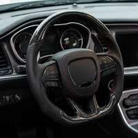 Volant de course sportif personnalisé en fibre de carbone forgée CLS Fit pour Dodge SRT Hellcat Redeye avec garniture en cuir PU, 3 branches