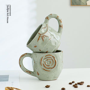 Tasse à café rétro en poterie rustique de style japonais, en céramique rose façonnée à la main, tasse en céramique de haute qualité, tasse pour le thé de l'après-midi - Product Image 2