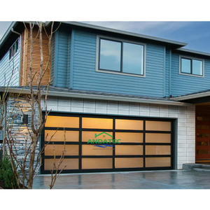 <span class=keywords><strong>Porte</strong></span> <span class=keywords><strong>de</strong></span> <span class=keywords><strong>garage</strong></span> en verre à cadre blanc minimaliste avec élévateur motorisé pour maison résidentielle - Product Image 3