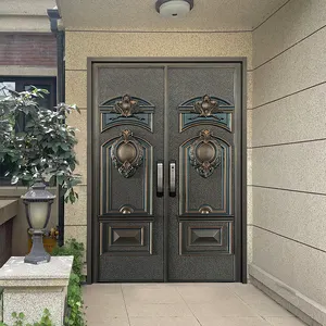 französischer Stil Aluminium stahl kugelsichere Außenbereich Security Front Eingangstüren für Häuser
